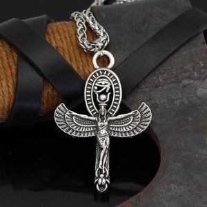 Colares com pingente vintage antigo egípcio asa deusa colar jóias horus ankh adequado para acessórios de amuleto masculino