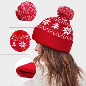 Beanie/Skull Caps Classic Christmas Knitted Hat Fur Ball Hem Year Gift Winter Warm Hats Snowflake Tree Thicken Pros22