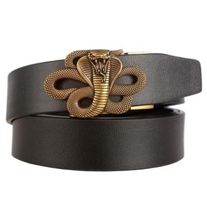 Cintos Western Snake Leather Auto Buckle Men Belt Fashion Business Jeans Canusal Beltbellts