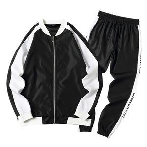 Spring Men Casual Sets Zipper Patchwork Tracksuits Herren Hip Hop Streetwear Sporting Anzug männliche Jackepants Lose Sets 201128
