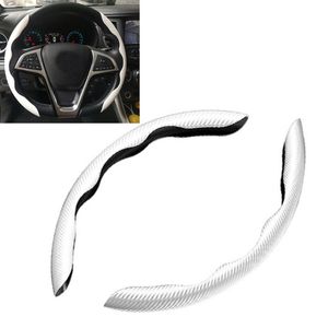 Steering Wheel Covers 2pc White Carbon Fiber Style Universal Car Cover Non-Slip Accessories High Quality WheelSteering CoversSteering