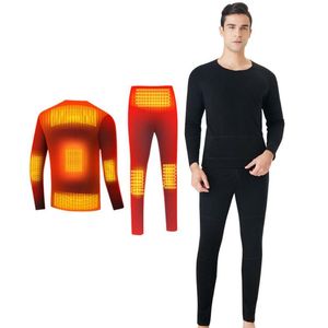 Tute da uomo Biancheria intima calda Tuta invernale Controllo intelligente della temperatura A prova di freddo USB Riscaldamento elettrico Abbigliamento Pantaloni Set riscaldatoDa uomo