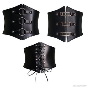 För klänningar Buckle Bandage Corset Wide Pu Leather Slant Body Belt för kvinnor Elastiska Hög midja grossist 220812