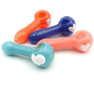 Macaron Colorful Tobacco Pipe Loving Heart Hand-blown Herb Dry Bowl Glass Hand Spoon Smoking Pipes