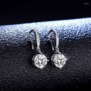 Dangle & Chandelier Genuine Silver 925 Original Diamond Test Total 2 Carat D Color Moissanite Drop Earrings Brilliant Cut Gemstone EarringsD