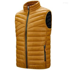 Men's Vests 2022 Solid Color Bubble Waistcoat Men Casual Stand Collar Basic Mens Jackets And Coats Autumn Winter Quality Clothing Phin22