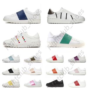 Classic Luxurys Open For Change Green Yellow Low Flat Designer Shoes Black White Pink Blue Vintage Loafers Genuine Leather Graffiti Rivets Casual Sneakers