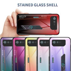 الحالات الصعبة الزجاجية لـ Asus Rog Phone 6 6 D Glass Case Silicon Rog Phone 5 5S Pro Protection Cover