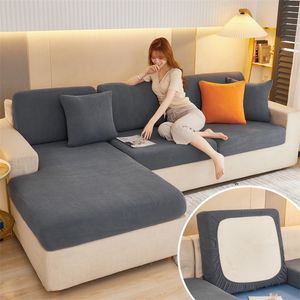 Plush Elastic Sofa Seat Covers for Living Room Velvet Corner Cushion Couch Slipcover Chaise Lounge L Shape Furniture Protector 220615