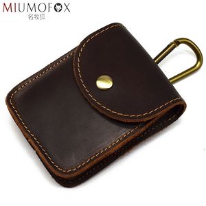 Genuine Crazy Horse Leather Waist Packs Men Cigarette Case Belt Loops Waist Hanged Foldable Eyeglasses Bag Small Coin Pouch New 201118