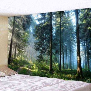 Wunderschöner natürlicher Walddruck, großer Wandteppich, Hippie-Hänge-Boho-Mandala-Kunstdekor, J220804