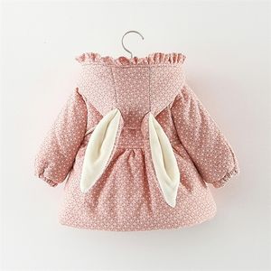 태어난 아기 소녀 옷 꽃 후드가있는 면밀 재킷 1 년 아기 생일 의류 소녀 의상 코트 LJ201202