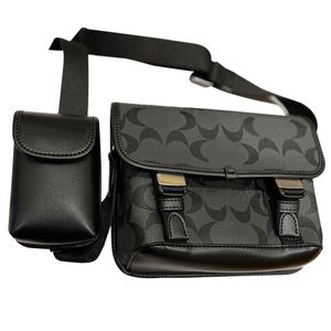 Herren Umhängetasche, zusammengesetzte Tasche, Flap Messenger Bags, Handtasche, Handtasche, Clutch, echtes Leder, Handgeldbörsen, verstellbarer Riemen, silberfarbene Hardware, modische Tasche mit Buchstabenprägung