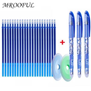 25 PCSSet Erasable Gel Pen Penfyllning Rod 05mm Washable Handle Magic Erasable Pen for School Pen Writing Tools Kawaii Stationery 220714