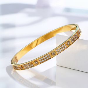 2022 Classic Carter Luxury Jewelry For Women Favor Easy Lock Bangle Rose Yellow Gold Full Diamond Love Bangle Wedding Engagement Screw Bracelet