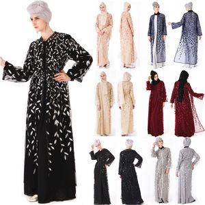 Islamiska muslimska burgundy champagne aftonklänning 2022 bladmönster paljett arabiska dubai prom klänningar eleganta kvinnor vestidos robe de soiree mariage morrocan caftan