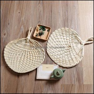 Other Home Decor Garden Chinese Style Handmade Fan Retro Natural Bamboo Braided Summer Cooling Hand Art Crafts Woven Decorations Drop Deli