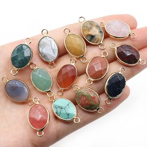 Faceted Gemse Natural Stone Charms Chakra Reiki Healing Rose Crystal Aventurine Pendants For DIY Bracelet Necklace Jewelry ACC