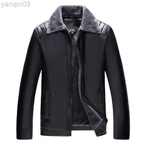 新しい冬の革のジャケットの男性毛皮の首輪厚いビジネスカジュアルフリース風力発電l220801