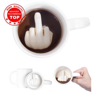 Yaratıcı Tasarım Beyaz Orta Parmak Kupa, Yenilik Stili Karıştırma Kahve Süt Kupası Komik Seramik Kupa 300ml Kapasite Su 220509
