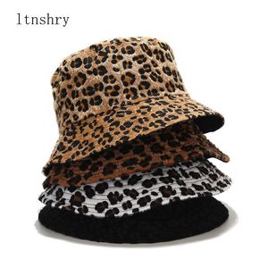 Leopard reversibel kvinna hink hatt tryckt sommar kvinnlig hatt keps utomhus fiske dam panama casual cap sun hatt 220325