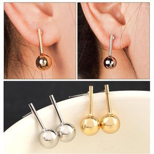 Stud Korean Simple Metal Gold Stick With Ball Earrings For Women Girls Fashion 2022 Trendy Geometric Jewelry Pendientes JJ010Stud Kirs22