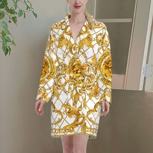 NoisyDesigns Golden Floral Pattern Fashion Pyjamas Autumn and Winter Ladies Bathrobe Sleepwear Casual Soft Robe Unisex Luxury 220627