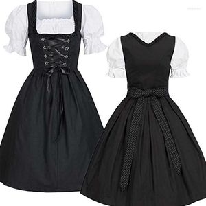 Abito da festival Dirndl camicetta grembiule taglia cinturino anteriore nero fiocco posteriore abiti Lolita 2022 pizzo primaverile