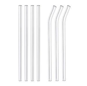 DHL Clear Glass Straw 200 * 8mm Pailles à boire en verre courbé droites réutilisables avec brosse Pailles en verre écologiques pour cocktails smoothies SN6515