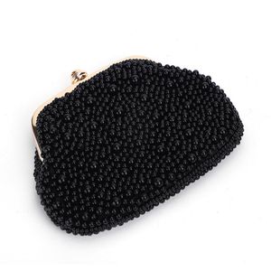 Evening Bags Fashion Black White Pearl Ladies Clutches Handmade Beaded Luxury Bag Handbags Womens Party Dinner Clutch PurseEvening