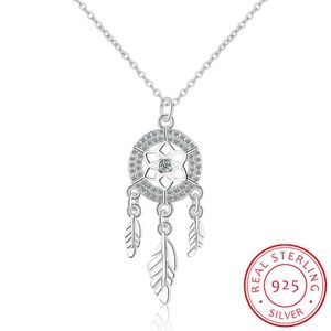 Chains 100% 925 Sterling Silver Dreamcatcher Feather Charm Necklace Pendant Dream Catcher Statement Choker