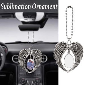 Party Favor Gifts Angel Wing Sublimation Blank Pendant Heat Transfer Car Hanging Ornaments Home Jelwery Gifts Decorations Best quality