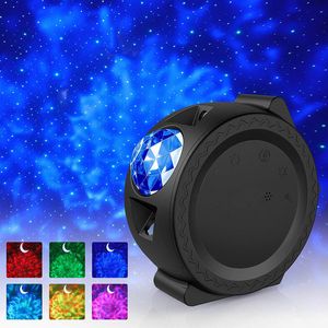 Stary Sky Projector LED Nebula Cloud Night Light Ocean Waving Light 360 Degree Rotation Night Lighting Lamp for Kids Gifts 201028