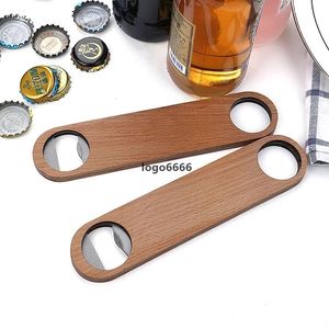 Wholesale Sublimation 1 Pcs Openers Wooden Handle Stainless Steel Beer Corkscrew Simple Double Head Flat Corkscrews Bar Corkscrew