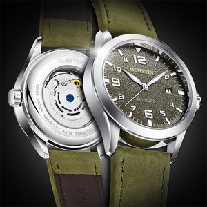 Ochstin män automatisk mekanisk klocka lyx avslappnad klänning militär utomhus sport armé mens armbandsur vattentät man klocka 220407