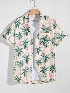 Herren-Freizeithemden, kurzärmelig, Kokosnuss-Digitaldruck, einreihig, Revers, Herrenhemd, 2022 Sommer