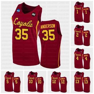 SJ98 C202 Loyola Chicago Ramblers NCAA 2021 March Madness Sweet 16 Home Jersey 0 Paxson Wojcik 1 Lucas Williamson 2 Jake Baughman Norris Clemons Welch