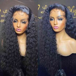 Lace Frontal Human Hair Wigs Jerry Curly Inch Deep Wave X X X Front Wig sem brilho pré -traço para mulheres 220606