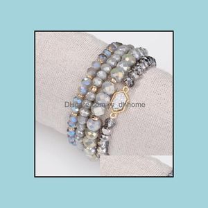 Charm armband smycken natursten druzy drusy hexagon charms armband glas crytstal pärlor för kvinnor släpp leverans 2021 nzliq