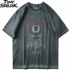 Hombres camiseta Hip Hop Dark Streetwear Tshirt Imprimir Harajuku verano de manga corta camiseta de algodón Tops de algodón de gran tamaño 220402
