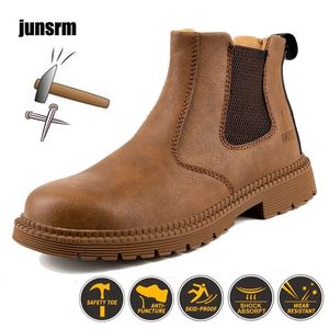 Winter safety boots with microfiber leather steel toe puncture resistant industrial outdoor work shoes Martin foot protection