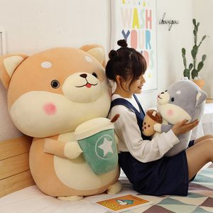 Cute cartoon milk tea dogs doll plush toy cute little dog dolls girl sleeping pillow