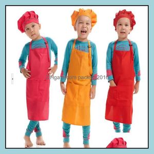 Aprons Home Textiles Garden Ll Child Kids Plain Boys Girls Kitchen Cooking Baking Painting Art Bib Household Clea Dhcqz