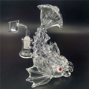Vaso De Agua Peces al por mayor-Glass Water Bong Fish Bongs mm Junta Hooká Mini plataforma Mini plataforma Dab Tipa de burbujas