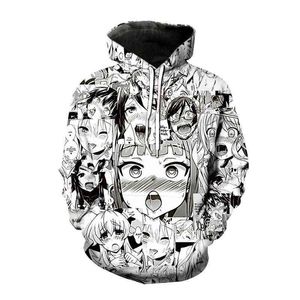 2022New Autumn Winter Anime 3D Print Hoodie Men Women Shy Girl Face Sweatshirts Hentai Manga Streetwear Pullover Harajuku Boys C Y220713