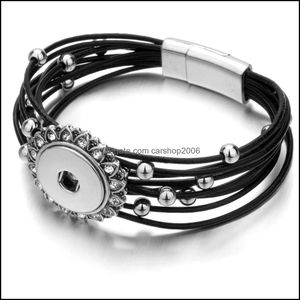 Charm Armbänder Retro Pu-Leder Magnetische Schnalle Snaps Armband Schmuck Mtilayers 18mm Ingwer Snap Buttons Chunk Punk Wri Carshop2006 Dhxhn