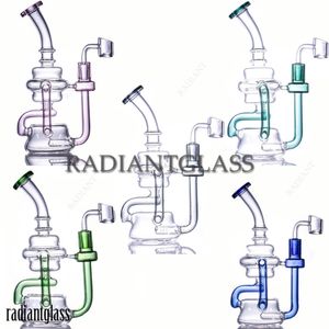 Nargile cam bong geri dönüştürücü dab teçhizat renkli tüp su borusu heady klein bongs 14mm banger bubbler siklon beher