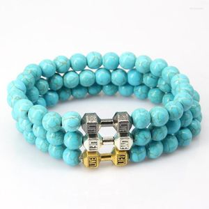 Charm Bracelets Bead Bracelet Pulseiras Masculinas Natural Stone Dumbbell Women Pulsera Hombre Bracciali Men's GiftCharm Lars22