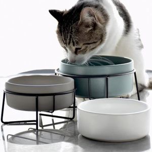 400 ml keramisk husdjurskålhalsskydd matvattenmatare med nonslip stativ maträtt för katter hundar y200917