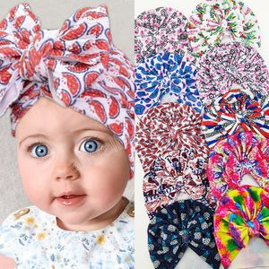 Baby Girls Watermelon Heart Tie Dye Print Cappelli Fashion Bowknot Newborn Caps Primavera Autunno Accessori per bambini